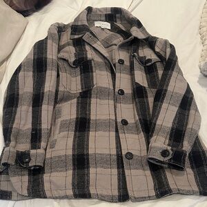 Lucky Brand Black and Tan Plaid Utility Jacket